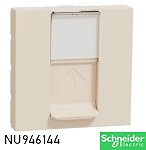 Лицев панел 45х45мм за 1х RJ45 Keystone, плосък прав изход Unica New Крем