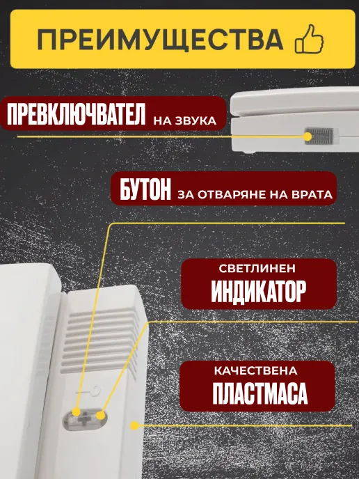SC-AP1120 бял аудио домофон 1+1 системи с бутон.