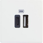 Розетка USB двойна за зареждане   тип С 5Vdc до 3000mAh, бяло