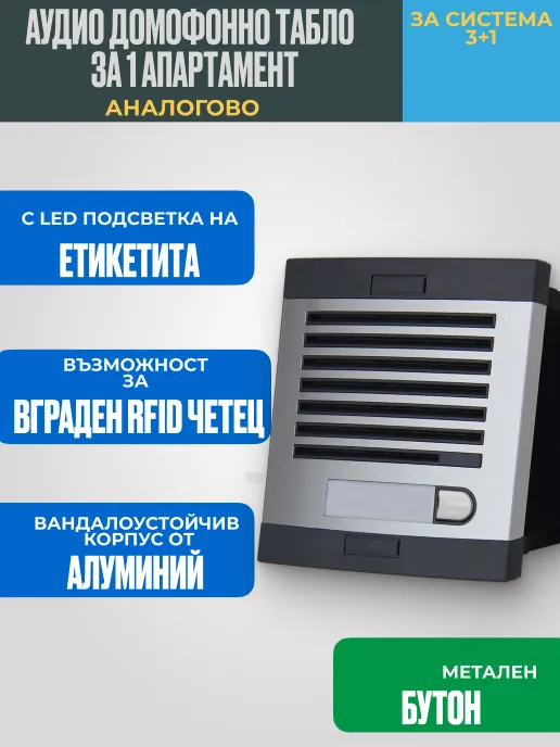 A2_VOICE Външно Домофонно Табло за 1 Апартамент (Без RFID Четец) A2_VOICE Външно Домофонно Табло за 1 Апартамент (Без RFID Четец)