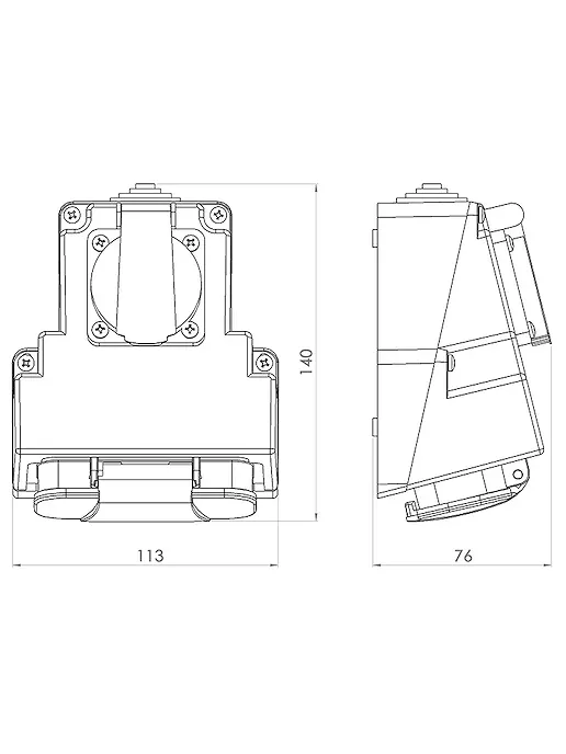 Схема размери разклонител външен монтаж IP44