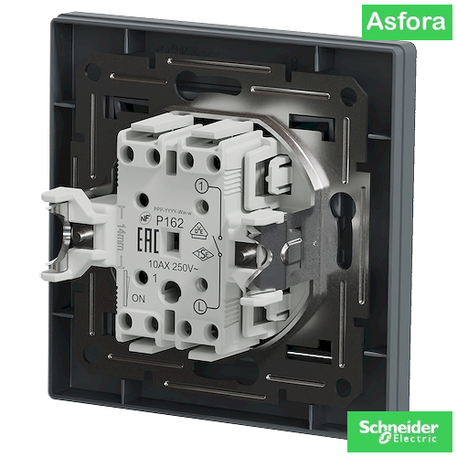 Снимка 2 на: Механизъм ключ еднополюсен Asfora, 10A 250V, стомана.