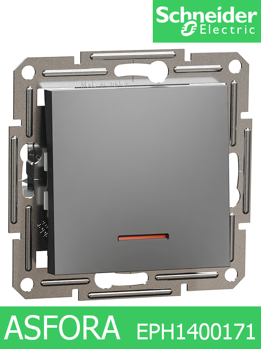 Ключ еднополюсен с индикация светлинна 10А 250V, Черен