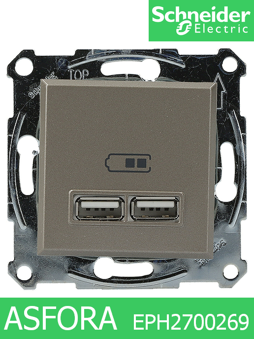 Контакт 2 X USB зарядни, usb type A + тип A, 5V, 2100mA, бронз