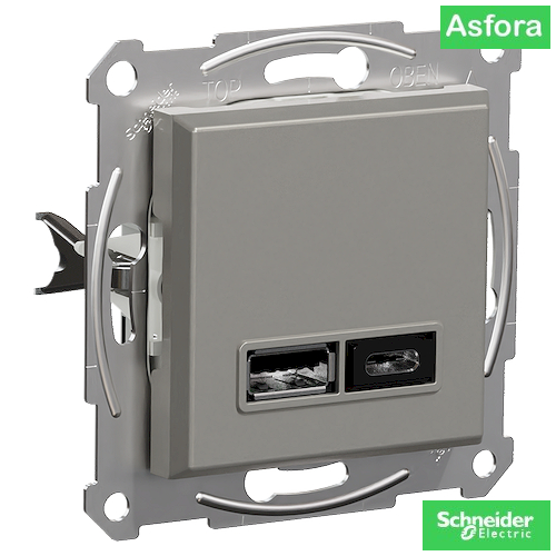 Снимка 1 на: Контакт 2 X USB charger, Asfora, usb type A + тип C, 5V, 2400mA бронз.