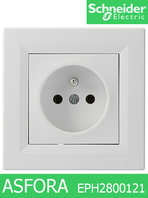 Контакт френски стандарт Asfora 2Р+Т, 10/16А 250V, бял