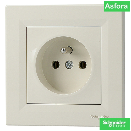 Снимка 1 на: Контакт френски стандарт Asfora 2Р+Т, 10/16А 250V, крем.