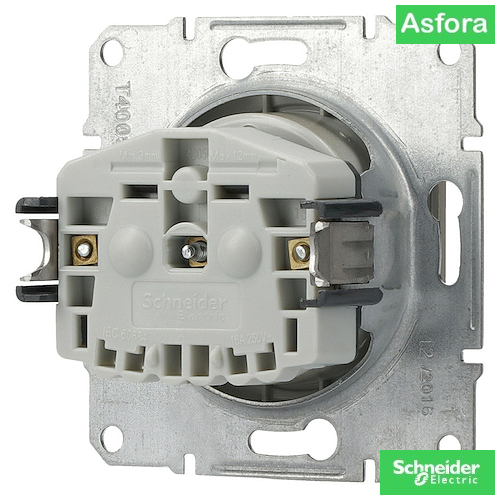 Снимка 3 на: Механизъм контакт Asfora френски ст. 2Р+Т, 10/16А 250V, Бронз.