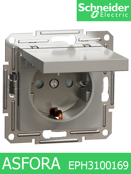 Механизъм контакт Asfora ШУКО 2Р+Т, 10/16А 250V, с капак, Бронз