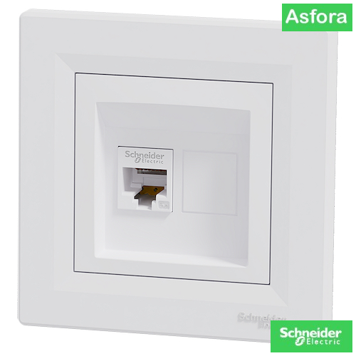 Снимка 3 на: Интернет розетка RJ45 Cat. 5e EPH4300121 Schneider серия Asfora / Бял.