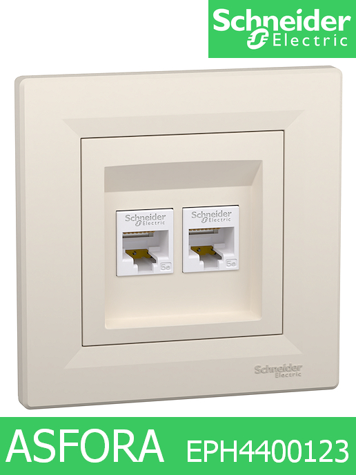 Интернет розетка 2хRJ45 Cat. 5e EPH4400123 / Крем