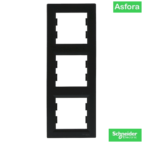Тройна рамка Asfora, вертикална, черен