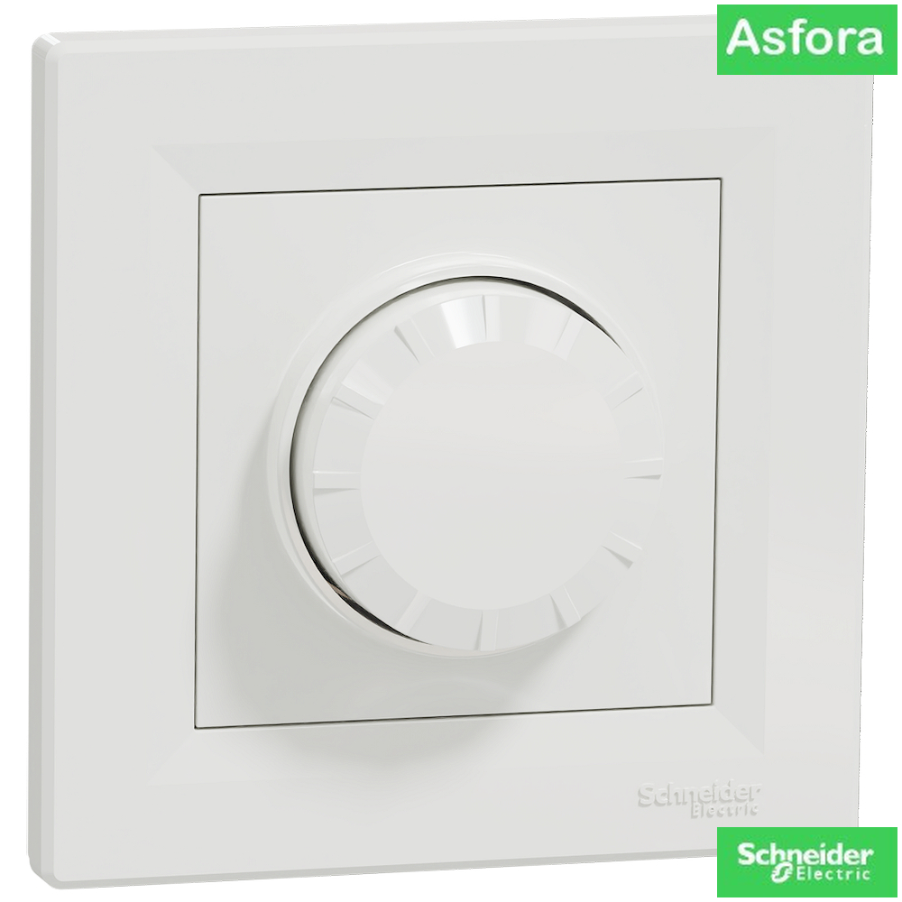 Бял ротативен димер за LED осветление Schneider Asfora