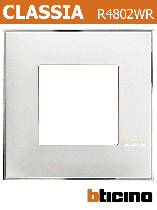 Рамка БЯЛ с ХРОМ 2 мод. немски стандарт за монтаж върху носеща рамка Classia Bticino