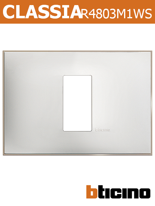 Рамка БЯЛ САТЕН 1 мод. италиански стандарт за монтаж върху носеща рамка 3 мод. Classia Bticino