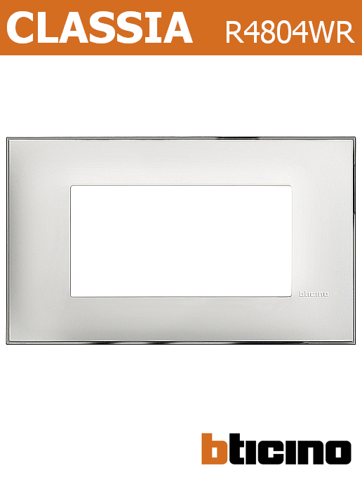 Рамка БЯЛ С ХРОМ 4 мод. италиански стандарт за монтаж върху носеща рамка 4 мод. Classia Bticino