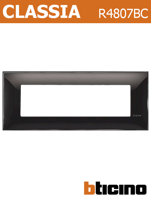 Рамка ЧЕРЕН ГЛАНЦ 7 мод. италиански стандарт за монтаж върху носеща рамка 7 мод. Classia Bticino