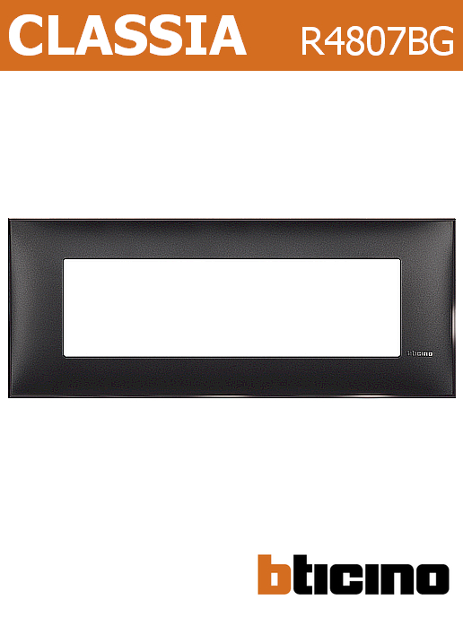 Рамка черен сатен 7 мод. италиански стандарт за монтаж върху носеща рамка 7 мод. Classia Bticino