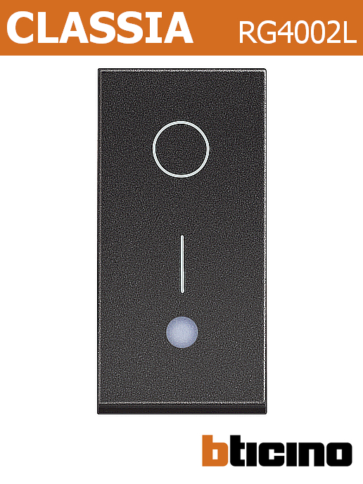 Бойлерен ключ 2P едномодулен 16A с светлинна индикация, черен, Classia Bticino