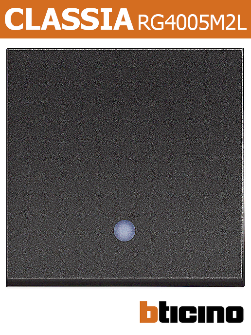 Бутон с светлинна индикация 10A, черен, Classia Bticino