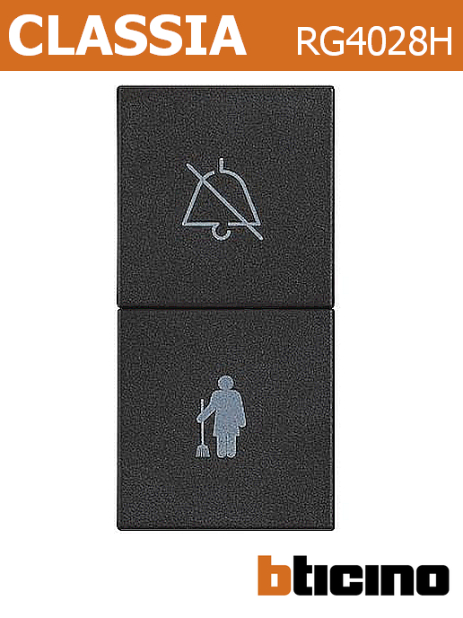 Бутон двоен почисти/не ме безпокой едномодулен 10A, черен, Classia Bticino /до изчерпване/