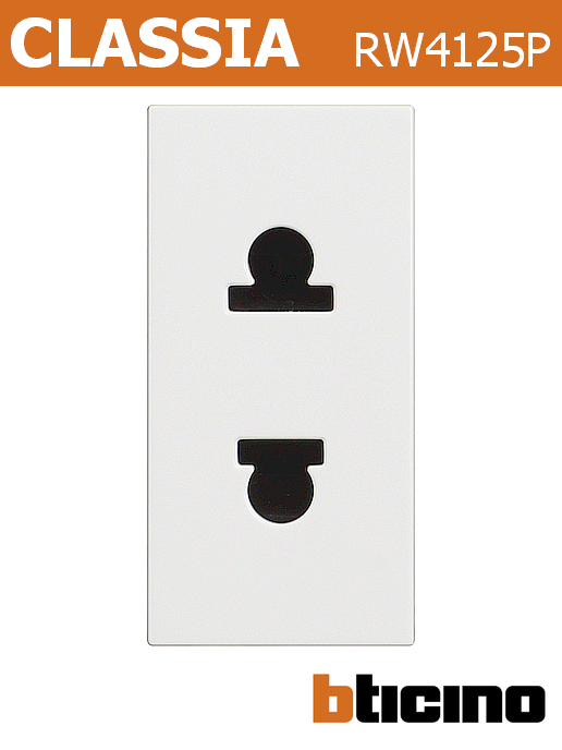 Контакт ЕВРО/АМЕРИКАНСКИ стандарт 2P едномодулен 16A детска защита, бял, Classia Pro Bticino