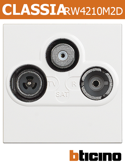 Розетка TV тип TV/SAT/F конектор за свързване звезда, бял, Classia Bticino