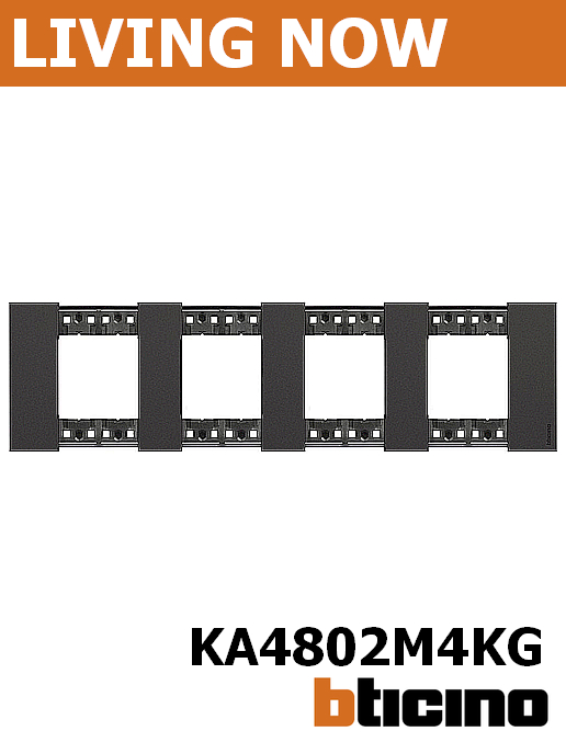 Рамка 4х2 мод цвят Черен (Black) Living Now Bticino, немски стандарт