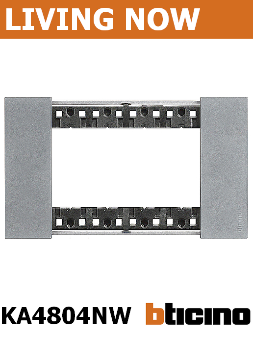 Рамка 4 мод метална цвят Луна (Moon) Living Now Bticino, ИТАЛИАНСКИ стандарт