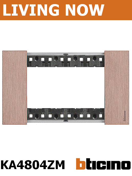 Рамка 4 мод метална цвят Мед (Copper) Living Now Bticino, ИТАЛИАНСКИ стандарт
