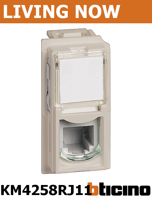 Розетка телефонна RJ11 едномодулен цвят Крем Living Now Bticino