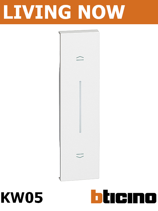 Лицев панел за бутон за щори едномодулен цвят Бял Living Now Bticino