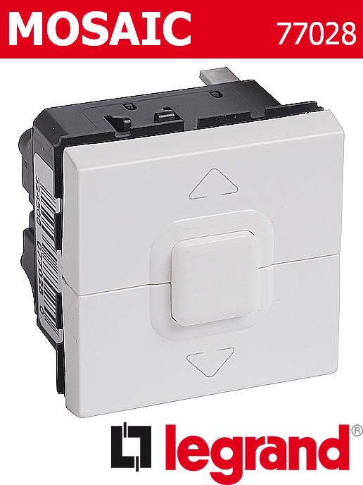 Бутон за щори с контролер, бял Mosaic Legrand