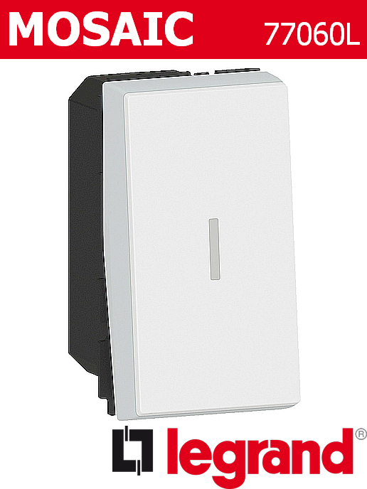 Девиаторен ключ 20А едномодулен Easy-Led, бял Mosaic NEW Legrand