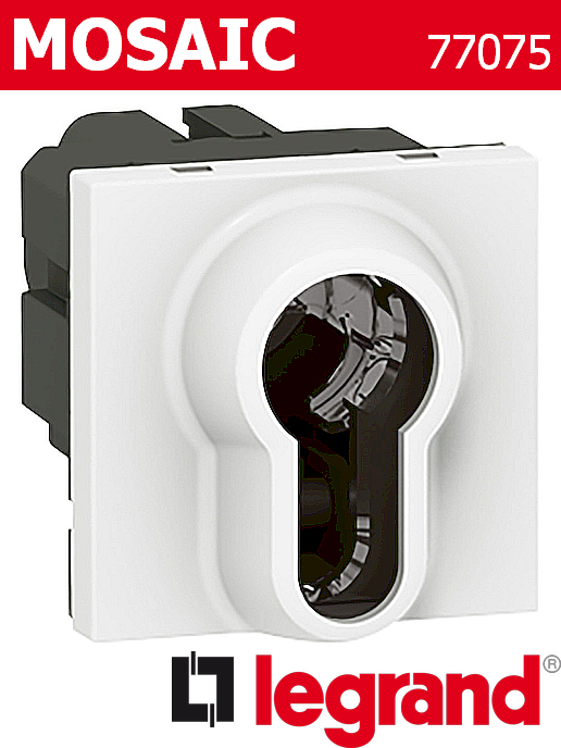 Трипозиционен бутон с отвор за ключ, бял Mosaic Legrand