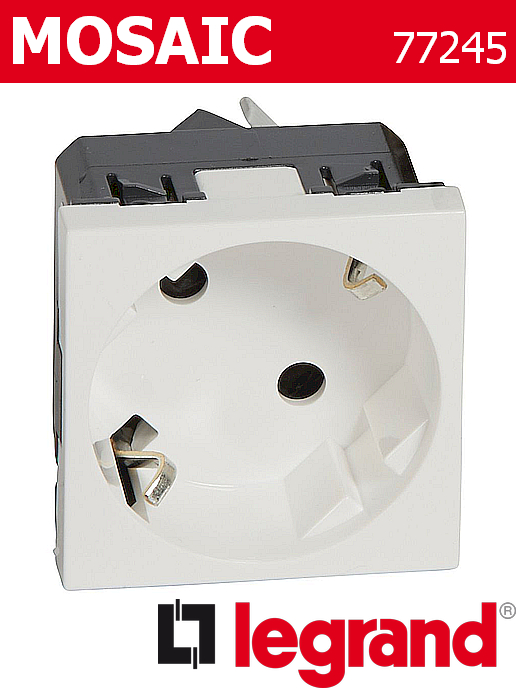 Контакт шуко 45° 16A, бял Mosaic Legrand