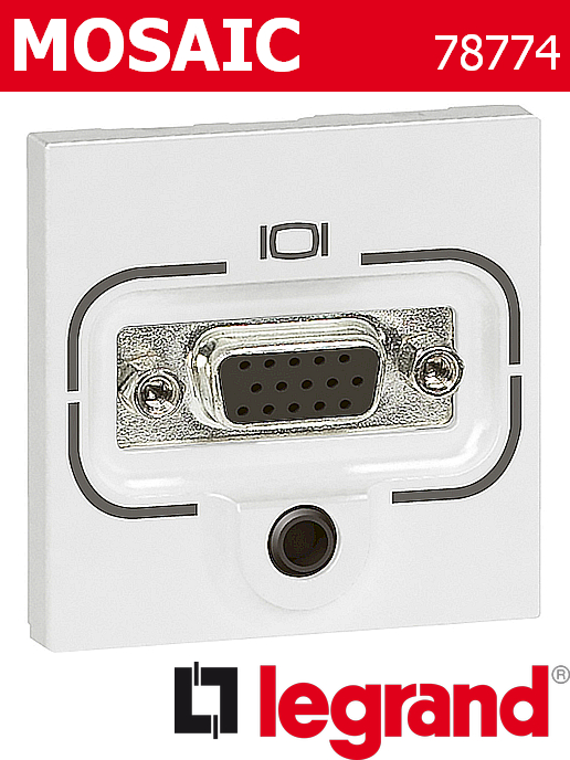 Розетка HD15- VGA+ аудио жак 3.5мм2 с клемна връзка, бял Mosaic Legrand