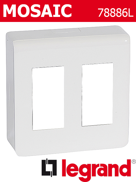 Моноблок 2x4 мод. за повърхностен монтаж, бял Mosaic NEW Legrand