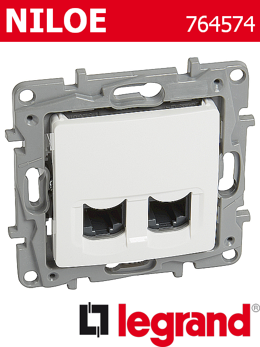 Интернет розетка 2xRJ45 UTP кат.6, цвят – бял