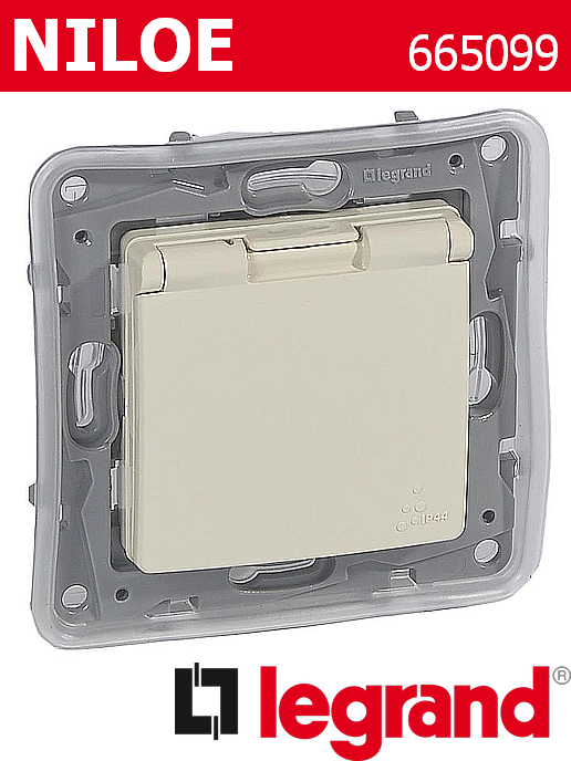 Контакт шуко влагозащитен 16А IP44, цвят – крема