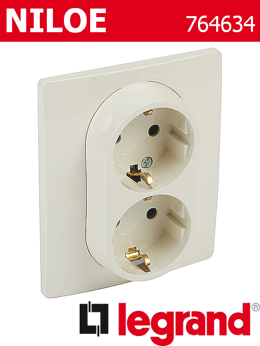 Двоен контакт шуко 16А, цвят - крема