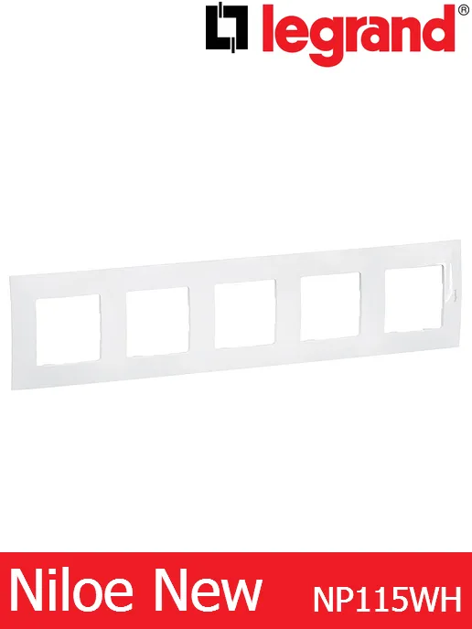 Рамка петорна – бял Legrand Niloe New NP115WH