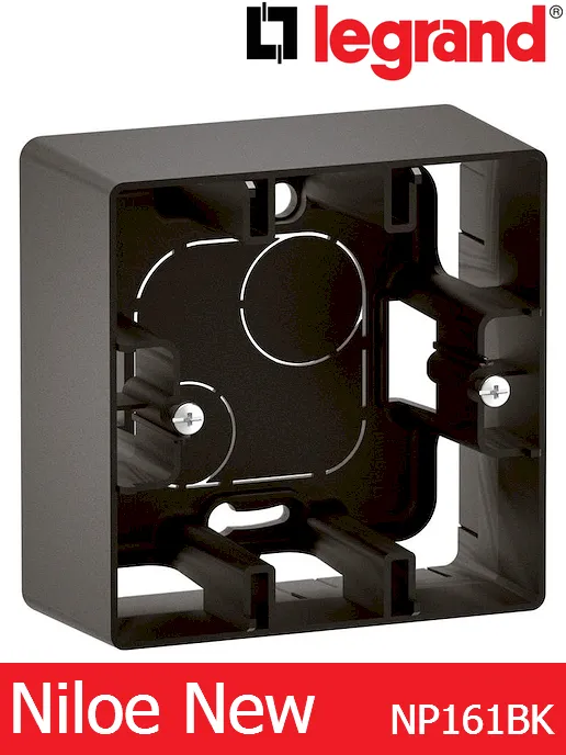 Конзола единична за открит монтаж – черен Legrand Niloe New NP161BK