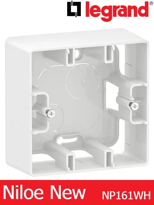 Конзола единична за открит монтаж – цвят бял,  Legrand Niloe New NP161WH