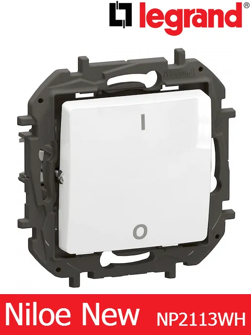 Двуполюсен ключ 10A – бял Legrand Niloe New NP2113WH
