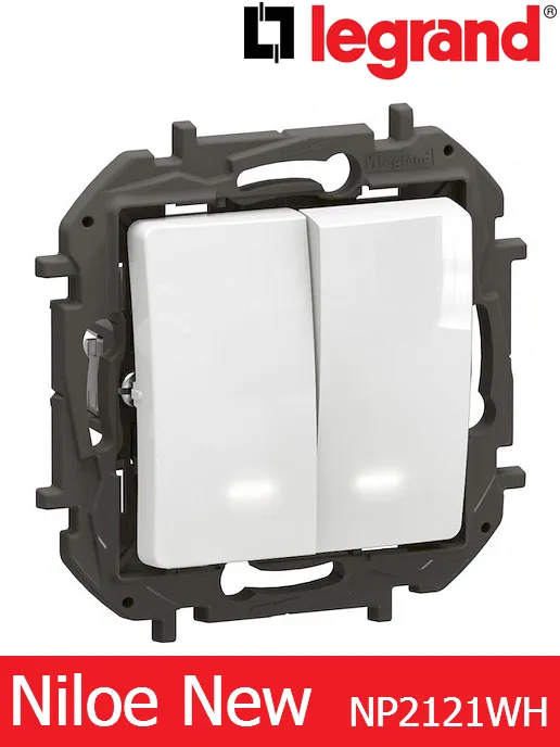 Сериен ключ с индикация 10A – бял Legrand Niloe New NP2121WH