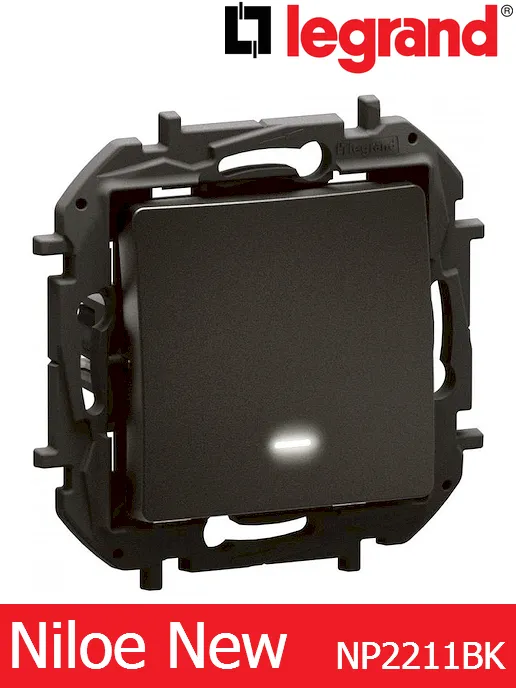 Девиаторен ключ с индикация 10A – черен Legrand Niloe New NP2211BK