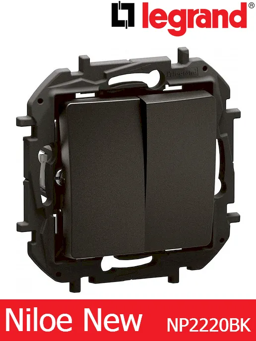 Сериен девиаторен ключ 10A – черен Legrand Niloe New NP2220BK