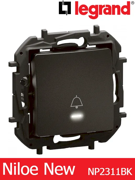 Бутон „звънец“ с индикация – черен Legrand Niloe New NP2311BK