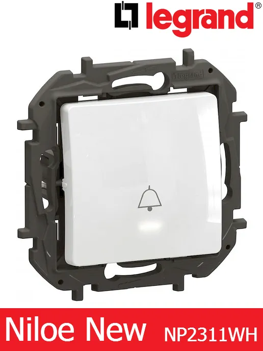 Бутон „звънец“ с индикация – бял Legrand Niloe New NP2311WH